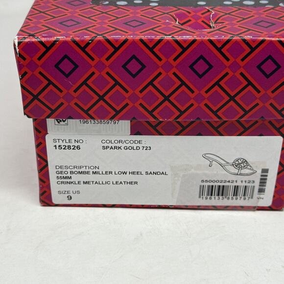 Tory Burch Geo Bombay Miller low heel sandal shoes gold 9 39 - Picture 7 of 8